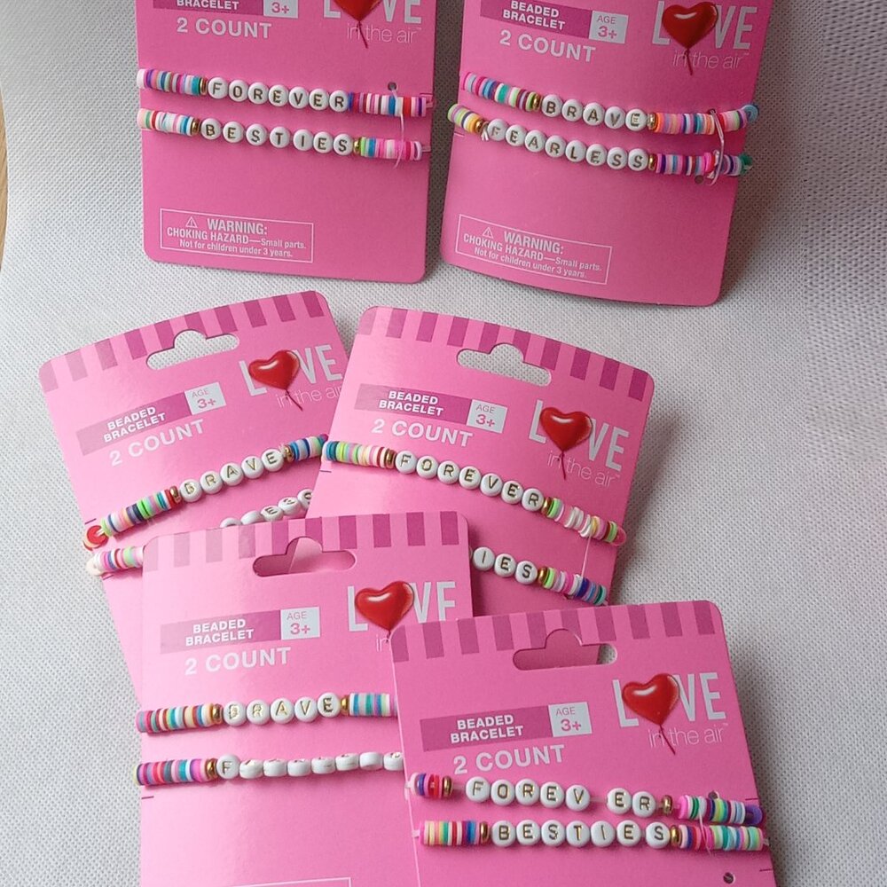12 New Kids Beaded Bracelets, Forever, Besties, Brave, Fearless, Party Favors - Picture 3 of 7